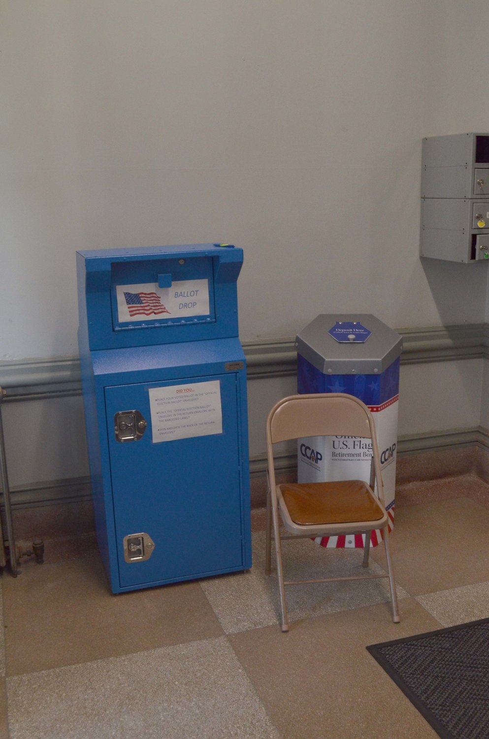 The drop box for Wayne County's elections, stationed inside the doors of the Wayne County Courthouse.